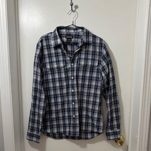Michael Kors Navy and White Plaid Casual Shirt